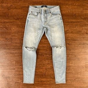 Mens distressed light wash jeans